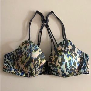 Multi colored cheetah print racer back push up bra